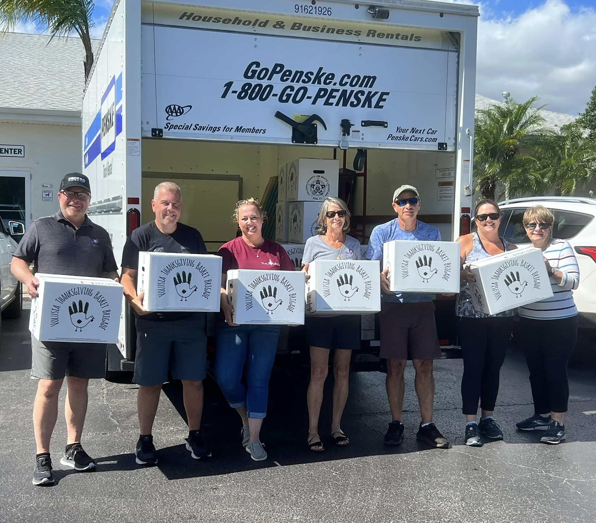 People standing with parcel packages